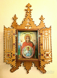 Teca Madonna in Legno Traforato 60x30 cm