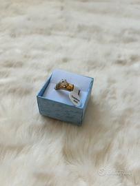 Anello Solitario Oro e Brillantino- Acciaio