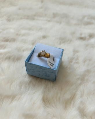 Anello Solitario Oro e Brillantino- Acciaio