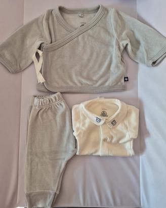 Completo neonato Petit Bateau 1 mese 3 pezzi