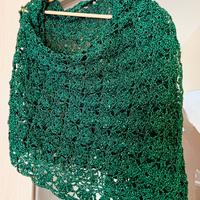 Stola coprispalle scialle uncinetto verde filo met