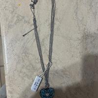 Collana in acciaio argento e turchese