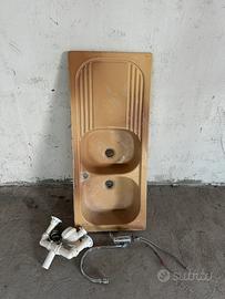 Lavabo cucina doppio ceramica smaltata e rubinetto