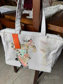 Borsa stoffa con ricamo paillettes