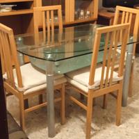 Parete attrezzata completa+tavolo in vetro