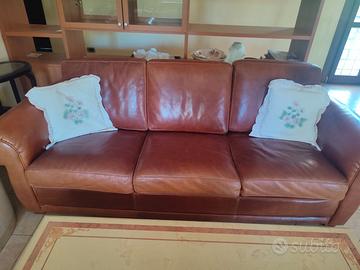 Divani letto 3 posti + Divano 2 posti, pelle cuoio