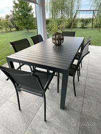 6 sedie alluminio e textilene antracite impilabili