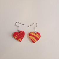 Orecchini cuore giallo rossi in fimo