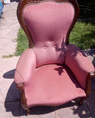 Coppia di poltroncine basse colore salmone 