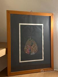 Quadro artigianale indiano dipinto su foglia