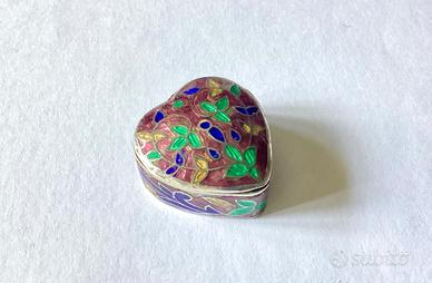 Portapillole vintage in argento 925 e smalto