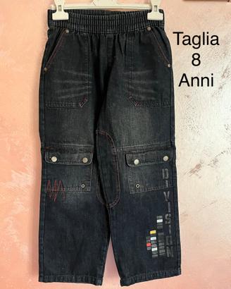 Pantaloni Jeans denim nero bambino 8 anni