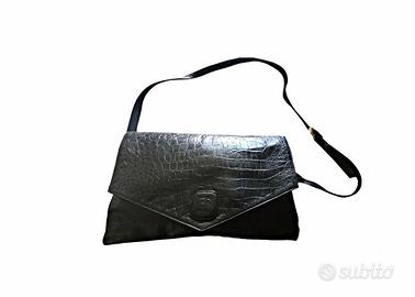 Borsa vintage Enrico Coveri pelle nera cocco