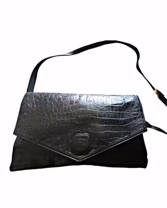 Borsa vintage Enrico Coveri pelle nera cocco