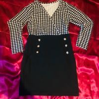 Abito elegante pied-de-poule bianco/nero ✨