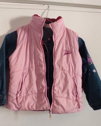 smanicato bimba rosa e giubbino jeans