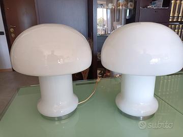 Coppia lampade a fungo anni '70 stile Murano 37cm 
