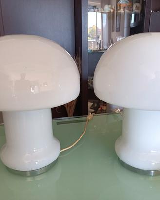 Coppia lampade a fungo anni '70 stile Murano 37cm 