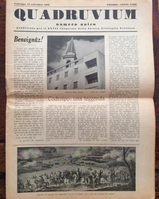 1952 CODROIPO QUADRUVIUM numero unico pubblicazion