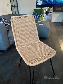 4 sedie pranzo tecno-rattan naturale