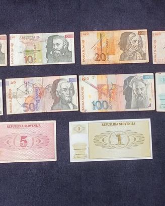 Slovenia Lotto di 10 banconote circolate.