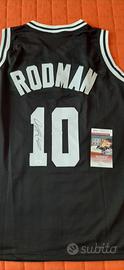 Maglia San Antonio Spurs autografata Rodman COA 
