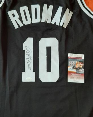Maglia San Antonio Spurs autografata Rodman COA 