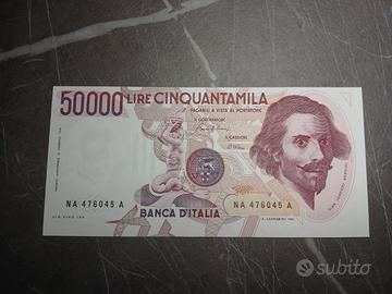 50000 lire bernini primo tipo errore di stampa