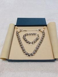 Parure acciaio anelli collana + bracciale 