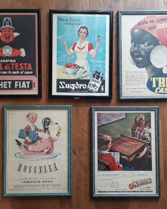 5 Pubblicità anni 50/60 originali epoca Vintage