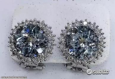 ORECCHINI ORO 18kt. CON DIAMANTI ED ACQUAMARINE