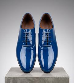Scarpe Derby Vernice Blu Royal Liscio