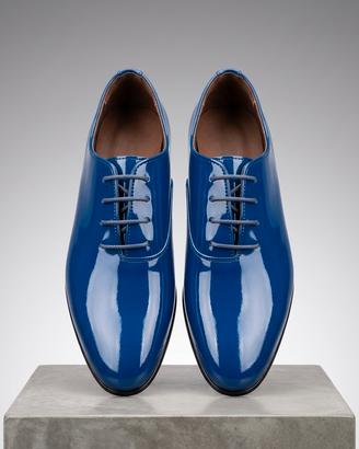 Scarpe Derby Vernice Blu Royal Liscio