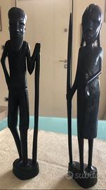 Coppia di statuette etniche vintage Tanzania