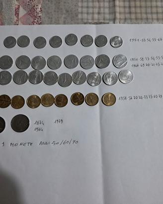 39 monete  5 10 20  100 lira dal 1951 al 1981 come