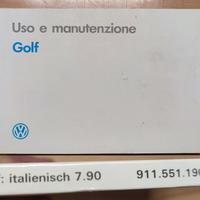 Manuale Uso e Manutenzione VW Golf 1990