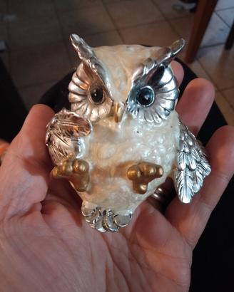 gufo madreperlato soprammobile 