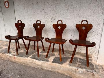 Sedie in legno massello set da 4