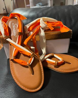 sandali alla schiava 37 simiths  beige e arancio