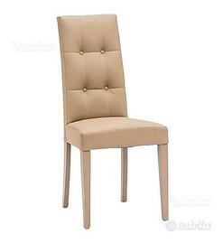 Sedia moderna legno ecopelle con bottoni