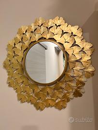 Specchio da parete ginko 23x50 in ferro e MDF oro