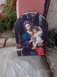 Quadro Icona sacra Madonna con Bambino su legno 