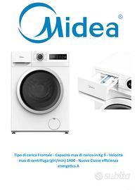 LAVATRICE MIDEA 9 KG CARICO FRONTALE CLASSE A