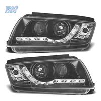 FARI SKODA FABIA 99-07 LUCE DIURNA LED FONDO NERO