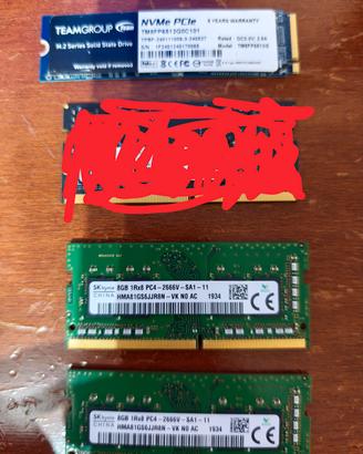 MEMORIE RAM 2X8GB DDR4 +SSD NVME PCLE