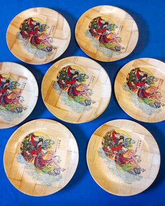 Da collezione, set 12 piatti in bamboo giapponesi