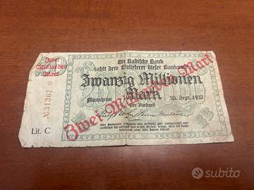 Banconota 2 miliardi di marchi Badische Bank 1923