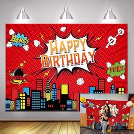 Banner festa di compleanno 2.1x1.5m in tessuto