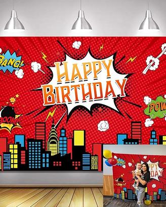 Banner festa di compleanno 2.1x1.5m in tessuto