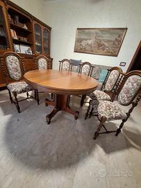 Tavola rotonda allungabile con 6 sedie 